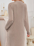 Casual Ribbed Knit Long Sleeve Dress - Trendsi - Flyclothing LLC