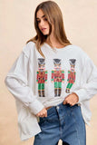 BiBi Christmas Sequin Nutcrackers Embroidery Sweatshirt - Trendsi - Flyclothing LLC