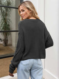 Cable-Knit Round Neck Dropped Shoulder Sweater - Trendsi - Flyclothing LLC