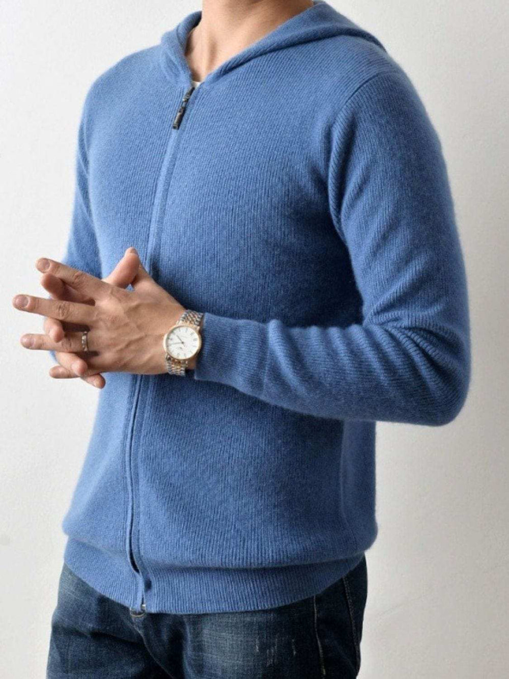 Men's Plus Size Zip Up Long Sleeve Hooded Cardigan - Trendsi - Flyclothing LLC