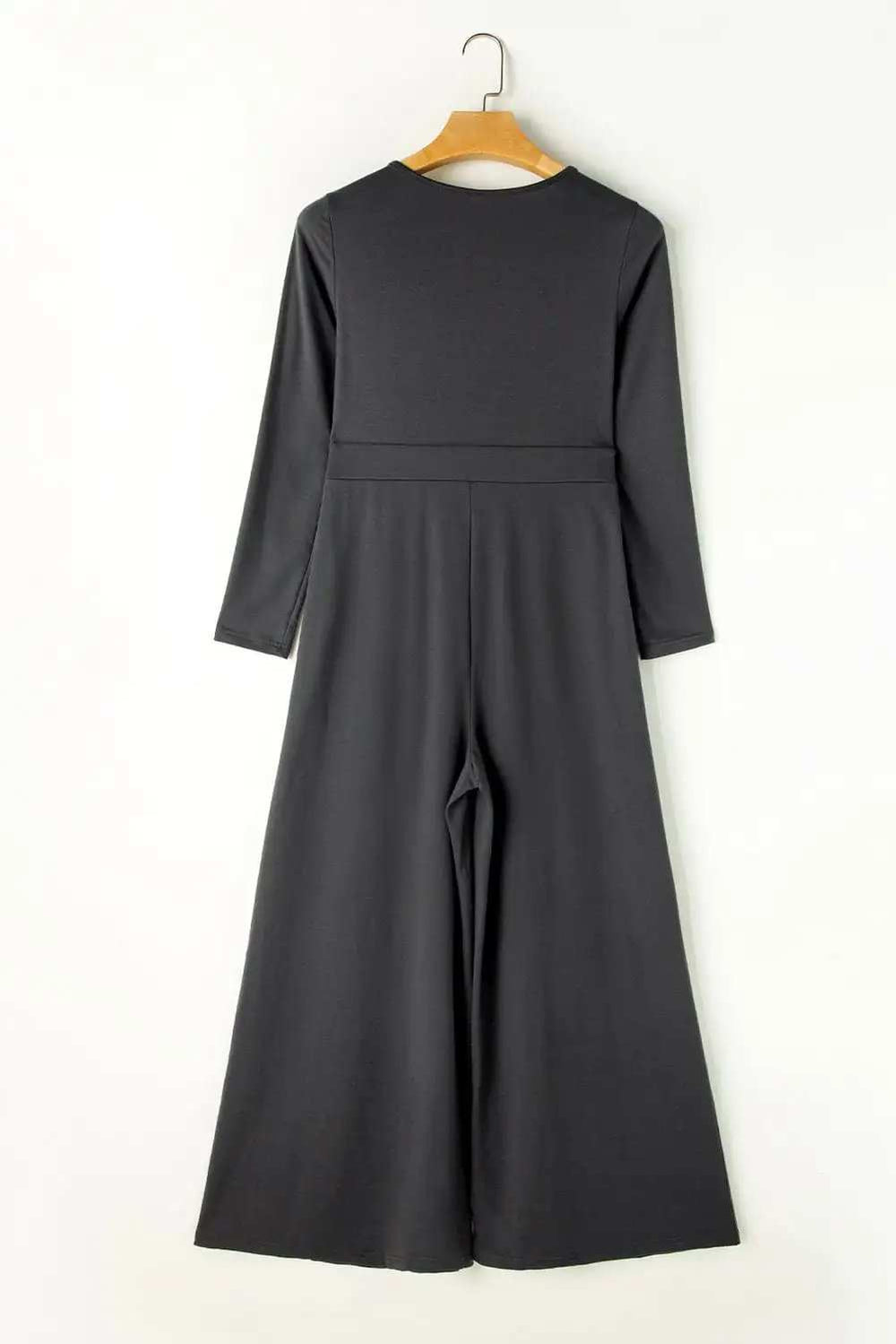 Pocketed Long Sleeve Wide Leg Jumpsuit - Trendsi - Flyclothing LLC