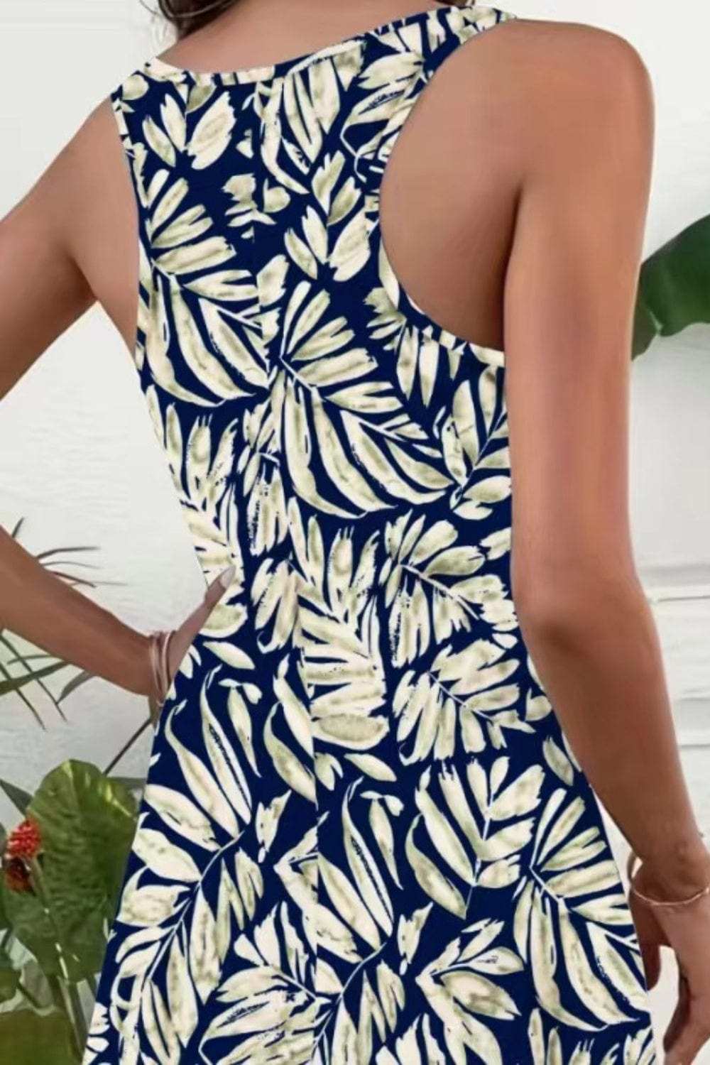 Printed Scoop Neck Wide Strap Mini Dress - Trendsi - Flyclothing LLC