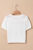 Openwork Round Neck Short Sleeve Knit Top - Trendsi - Flyclothing LLC