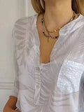 Full Size Printed Button Detail Long Sleeve Blouse Plus Size - Trendsi - Flyclothing LLC