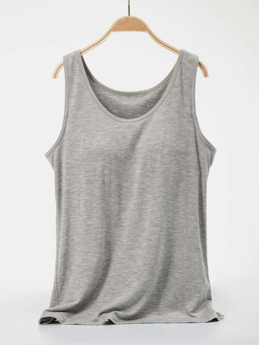 Scoop Neck Wide Strap Tank - Trendsi - Flyclothing LLC