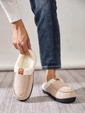 Contrast Round Toe Flat Slippers - Trendsi - Flyclothing LLC