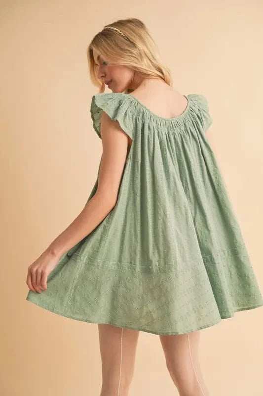 Aemi+Co Ruffled Cap Sleeve Cotton Tunic Mini Dress - Trendsi - Flyclothing LLC
