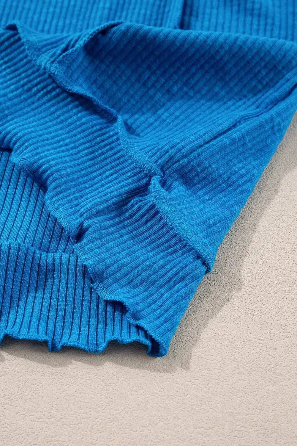 Exposed Seam Notched Long Sleeve Blouse - Trendsi - Flyclothing LLC