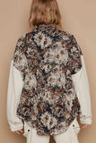 POL Contrast Sleeves Button Down Floral Jacquard Shirt - Trendsi - Flyclothing LLC