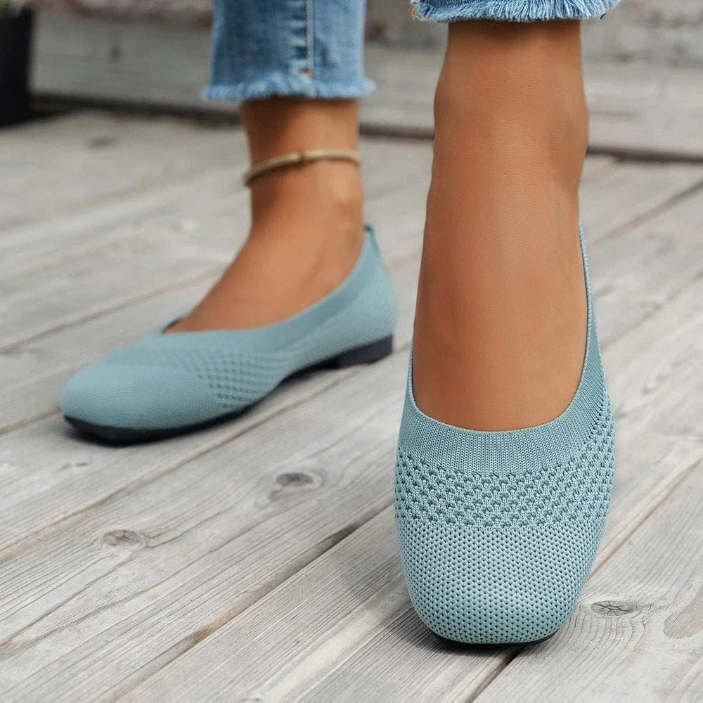 Square Toe Solid Color Mesh Slip-Ons - Trendsi - Flyclothing LLC