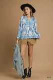Umgee Printed Long Sleeve Blouse - Trendsi - Flyclothing LLC