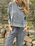 Full Size Washed Round Neck Top and Drawstring Pants Set Plus Size - Trendsi - Flyclothing LLC