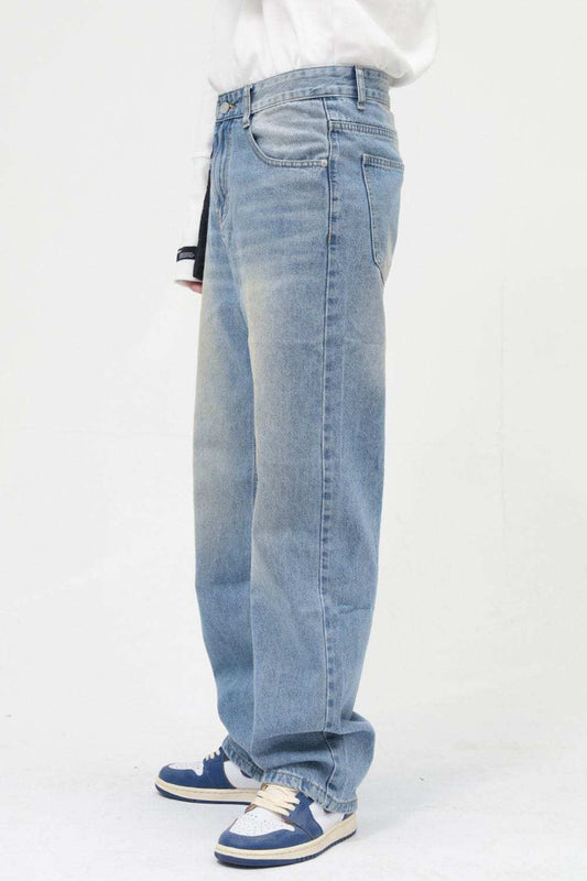 Washed Mid Rise Jeans with Pockets - Trendsi - Flyclothing LLC