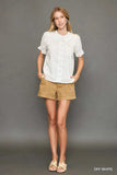 Umgee Peter Pan Collared Button Down Textured Shirt with Ruffled Detail - Trendsi - Flyclothing LLC