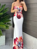 Floral Print Strapless Bodycon Maxi Dress - Trendsi - Flyclothing LLC