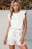 Bow Texture Round Neck Top and Shorts Set - Trendsi - Flyclothing LLC
