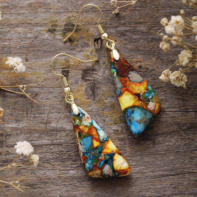 Emperor-Stone Geometric Earrings - Trendsi - Flyclothing LLC
