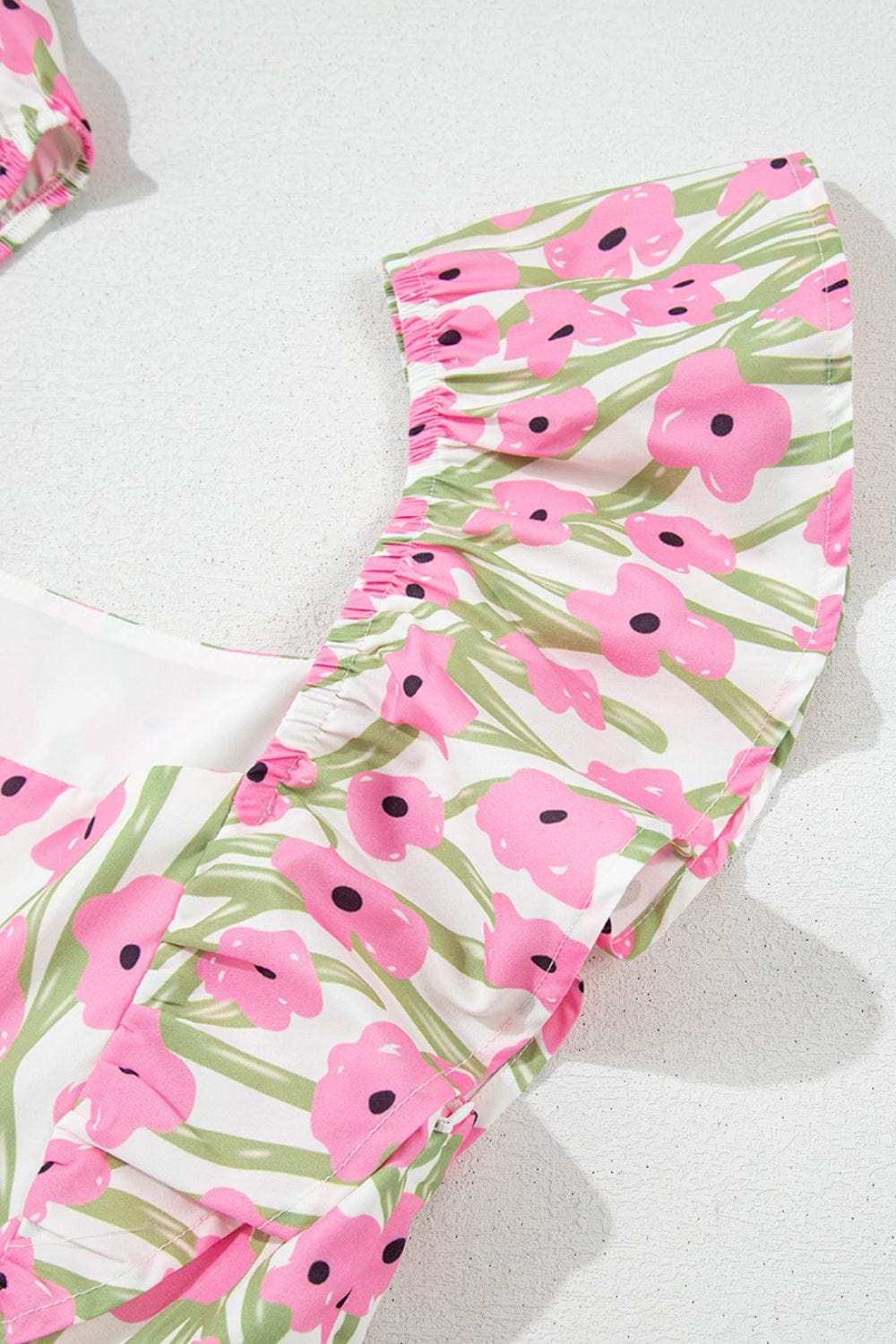 Floral Print Square Neck Ruffled Cap Sleeve Maxi Dress - Trendsi - Flyclothing LLC