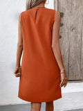 Pocketed Round Neck Sleeveless Mini Dress - Trendsi - Flyclothing LLC