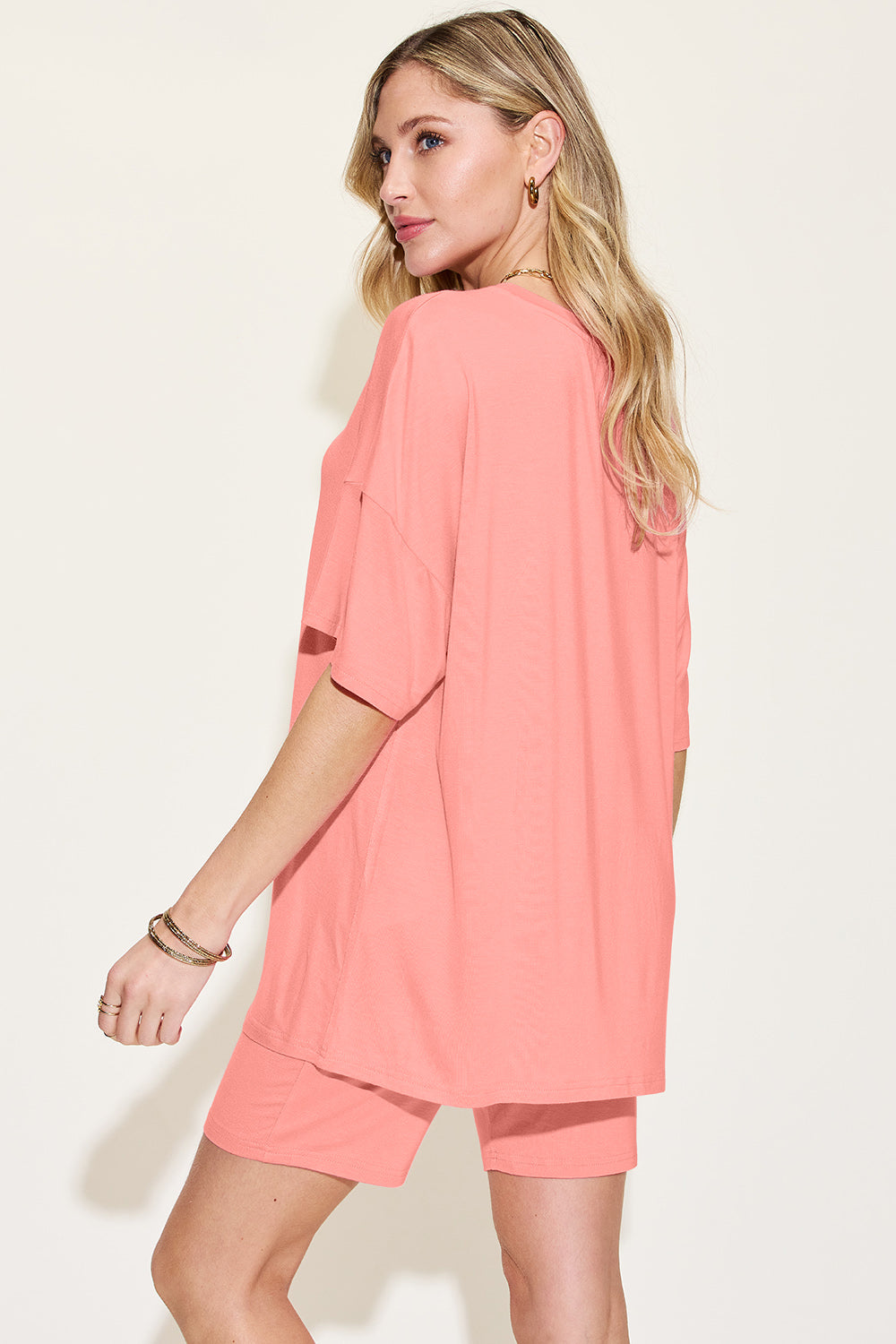 Basic Bae Bamboo Full Size V-Neck Drop Shoulder T-Shirt and Shorts Set - ShopBasicbae - Flyclothing LLC