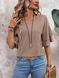 V-Neck Half Sleeve Blouse - Trendsi - Flyclothing LLC