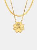 2 Piece 18K Gold-Plated Inlaid Zircon Lucky Clover Necklace - Trendsi - Flyclothing LLC