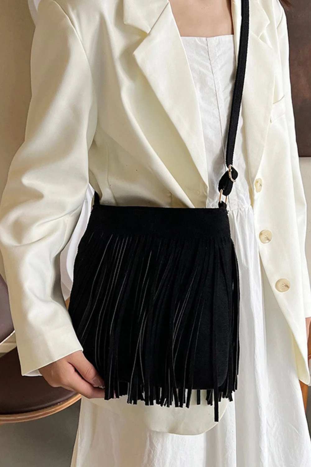 Suede Fringe Shoulder Bag - Trendsi - Flyclothing LLC