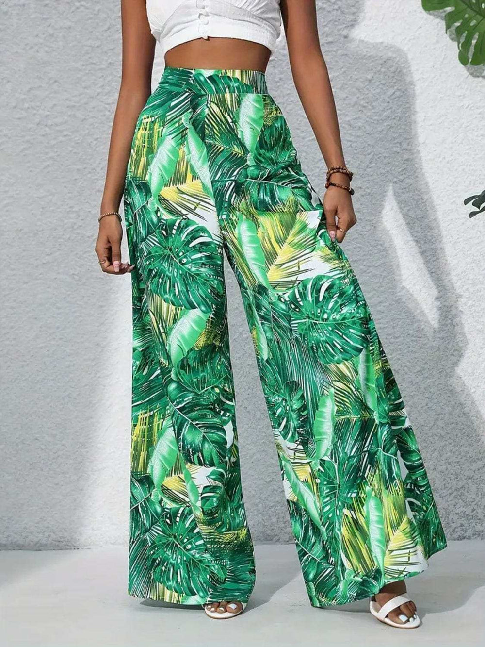 Printed High Waist Wide Leg Pants - Trendsi - Flyclothing LLC