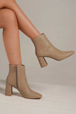 Beast Fashion PU Leather Block Heel Boots with Side Zippers - Trendsi - Flyclothing LLC