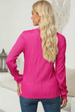 Textured Round Neck Long Sleeve Blouse - Trendsi - Flyclothing LLC