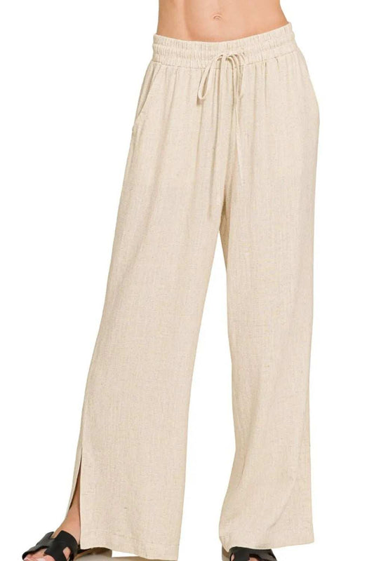 Zenana Linen Drawstring Pants - Trendsi - Flyclothing LLC