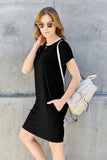 Basic Bae Bamboo Full Size Round Neck Short Sleeve Dress with Pockets - Trendsi - Flyclothing LLC