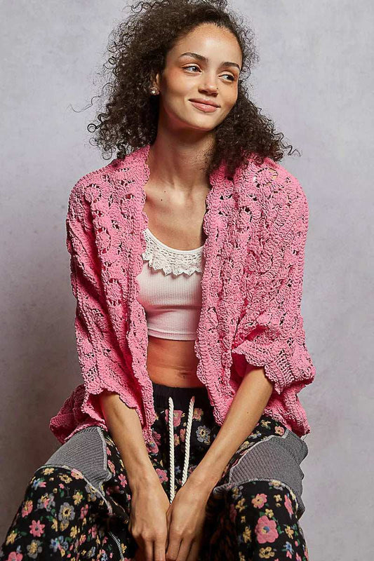 POL Floral Pattern Open Front Cardigan - Trendsi - Flyclothing LLC