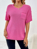 Round Neck Half Sleeve Knit Top - Trendsi - Flyclothing LLC