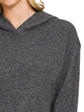 Zenana Ribbed Long Sleeve Hoodie - Trendsi - Flyclothing LLC