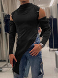 Men's Asymmetrical Mock Neck Cold Shoulder Top - Trendsi - Flyclothing LLC
