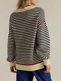 Striped Knit Round Neck Sweater - Trendsi - Flyclothing LLC
