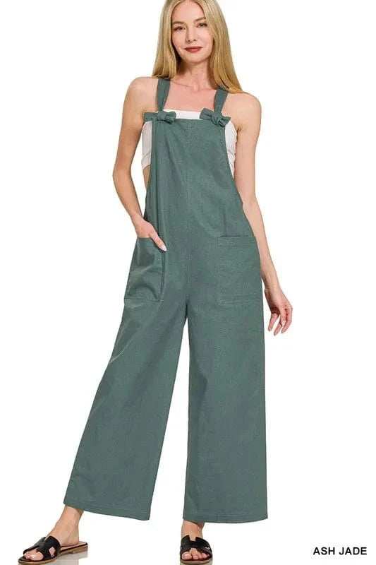 Zenana Woven Knot Strap Overalls - Trendsi - Flyclothing LLC