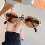 Rhinestones Decor Oval Sunglasses - Trendsi - Flyclothing LLC