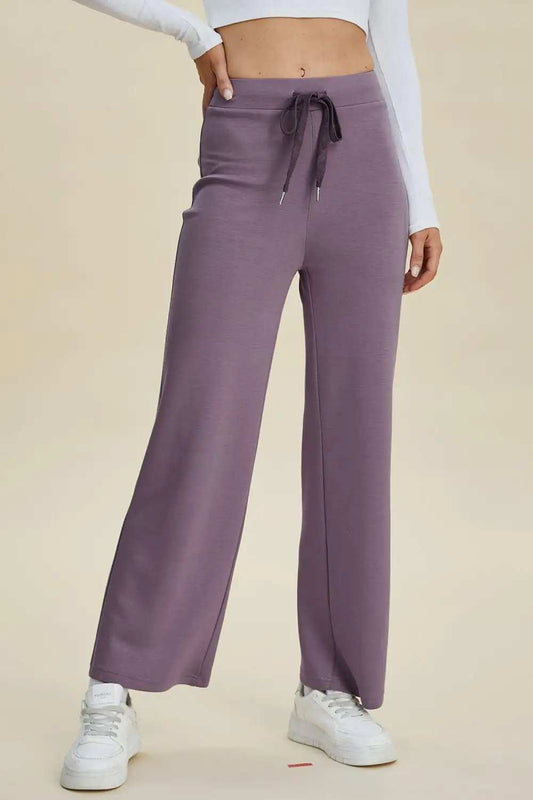 Basic Bae Full Size Air Scuba Drawstring Wide Leg Pants - Trendsi - Flyclothing LLC