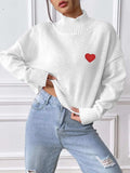 Heart Turtleneck Long Sleeve Sweater - Trendsi - Flyclothing LLC