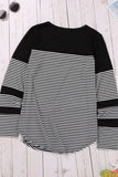 Striped Round Neck Long Sleeve T-Shirt - Trendsi - Flyclothing LLC