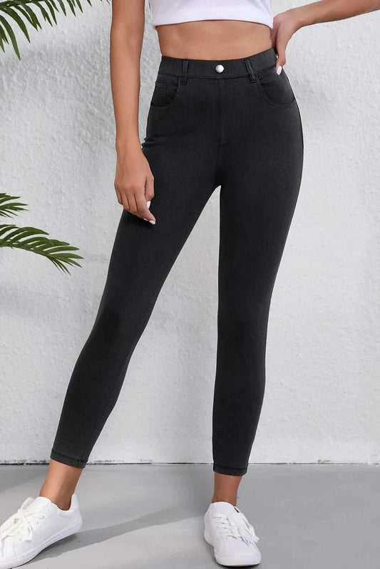 High Waist Jeans with Pockets - Trendsi - Flyclothing LLC