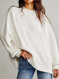 Round Neck Long Sleeve Sweater - Trendsi - Flyclothing LLC