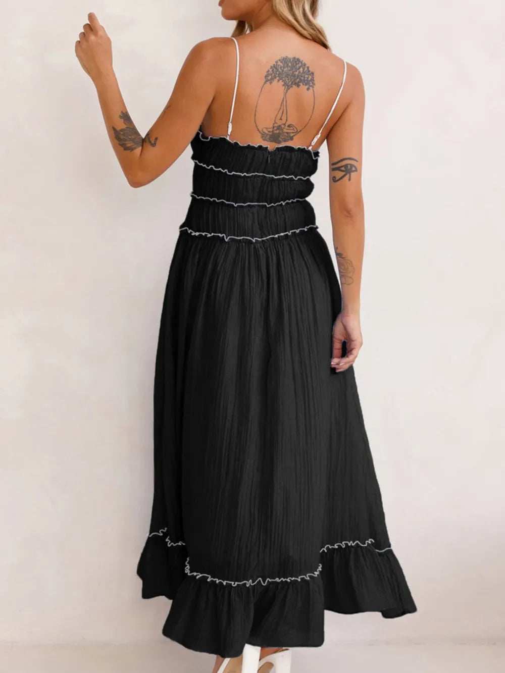 Devine Frill Ruffled Hem Midi Cami Dress - Trendsi - Flyclothing LLC