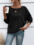 Full Size Round Neck Long Sleeve Top - Trendsi - Flyclothing LLC