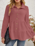Striped Button-Down Tiered Shirt - Trendsi - Flyclothing LLC