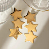 18K Gold-Plated Stainless Steel Star Earrings - Trendsi - Flyclothing LLC