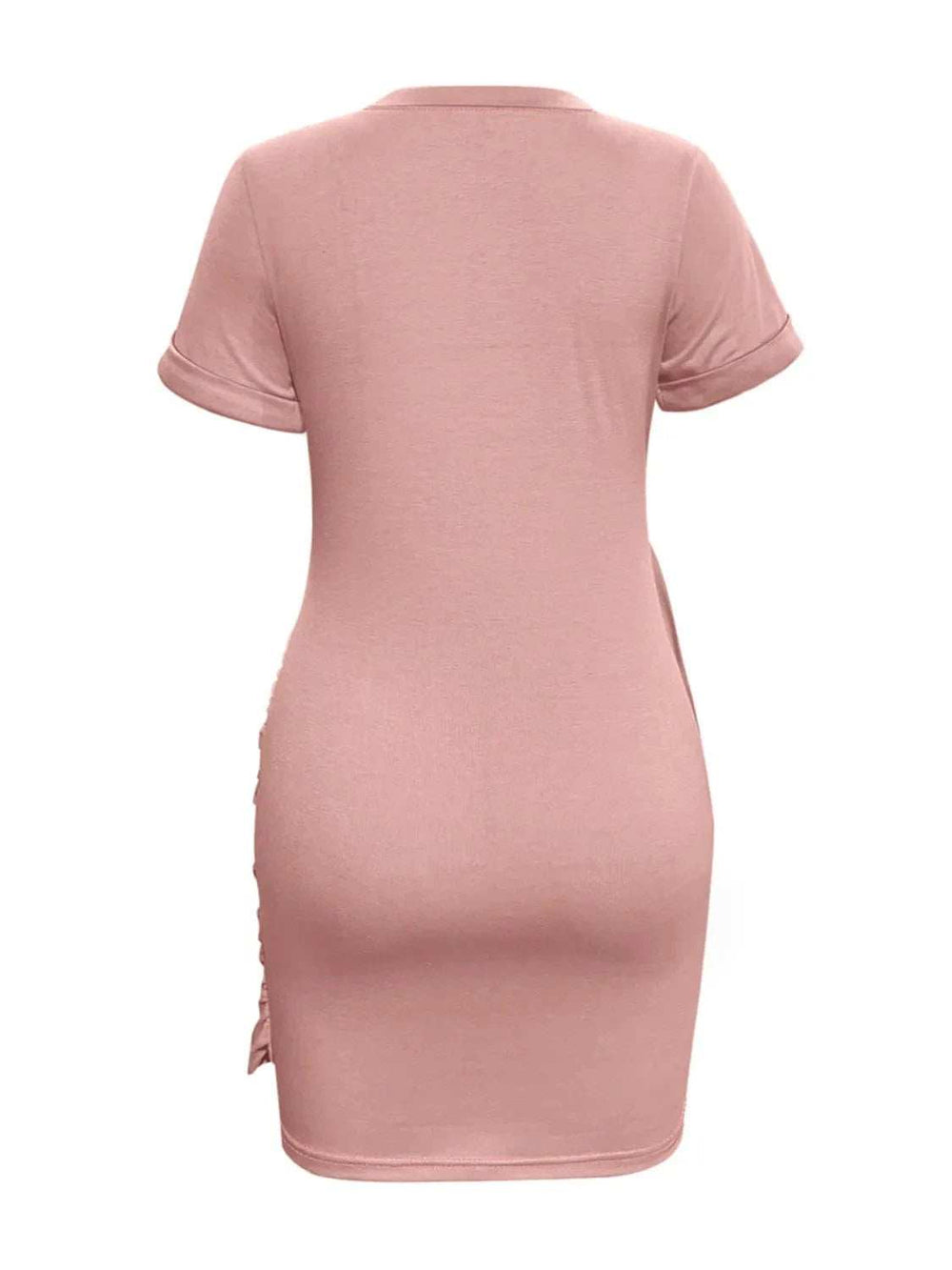 Round Neck Short Sleeve Mini Tee Dress - Trendsi - Flyclothing LLC