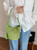 Suede Solid Color Bucket Bag - Trendsi - Flyclothing LLC